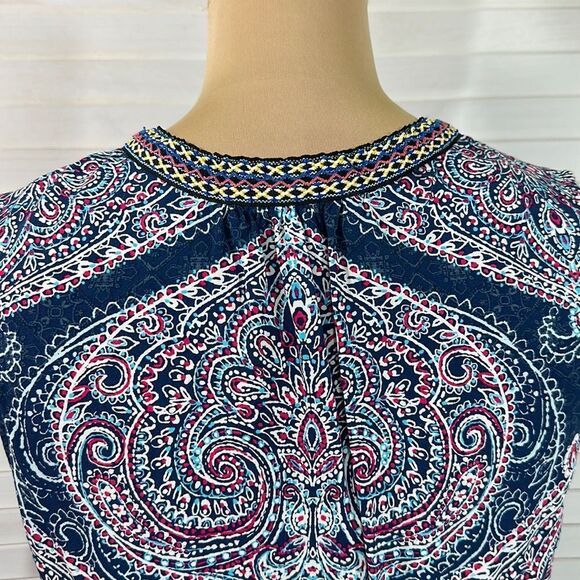 Daniel Rainn Top Small Blue Sleeveless Boho Paisley NWOT - Picture 10 of 16